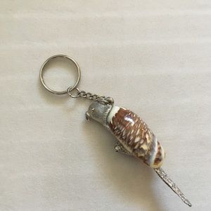 Seashell Parrot Keychain.silver metal & seashell 3”